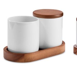 NWT The Cellar Whiteware 4-Piece Sugar & Creamer Set, Exc